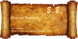 Burza Babett névjegykártya